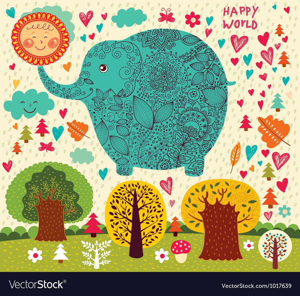 Download Floral elephant Royalty Free Vector Image - VectorStock