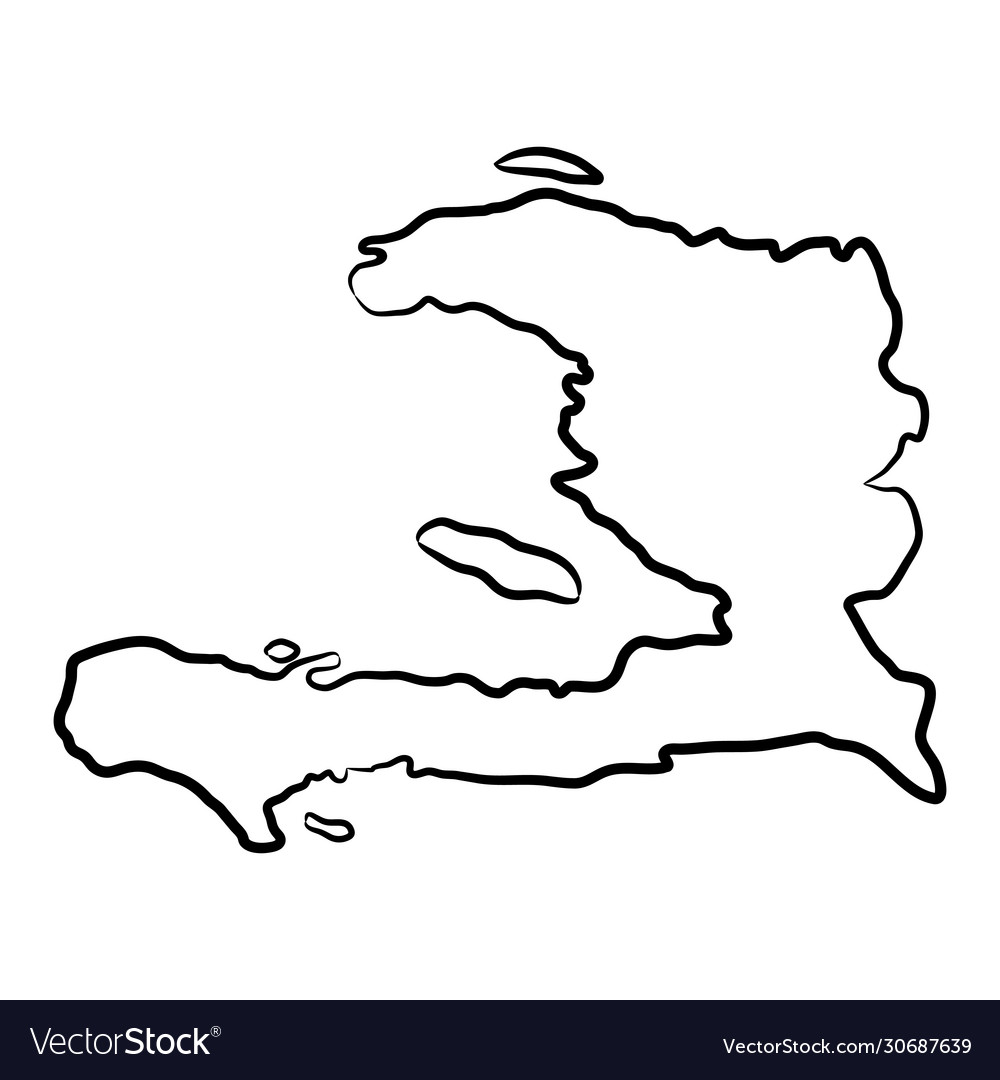 Haiti map from contour black brush lines