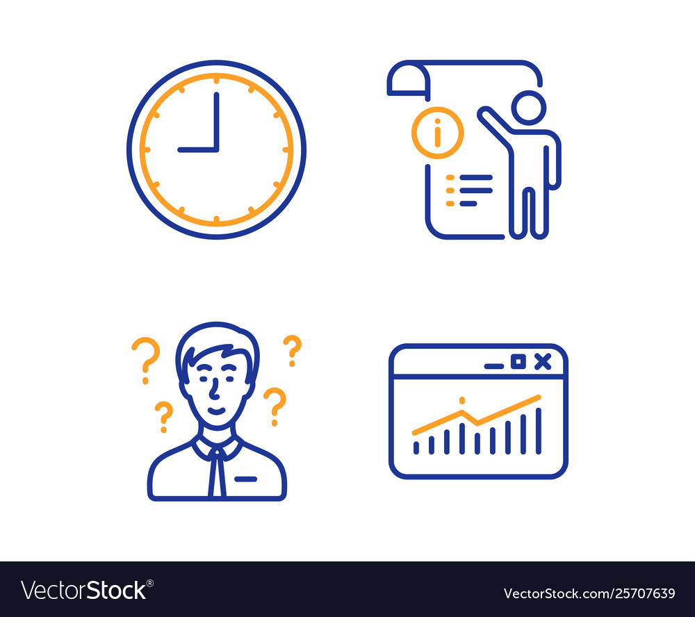 Manual doc support consultant and time icons set vector image Manual doc support consultant and time icons set