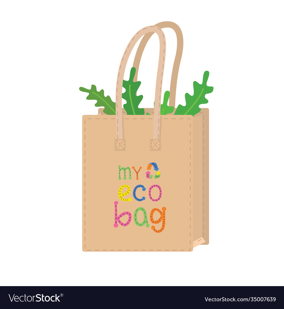 My eco bag paper shopping with hand written Vector Image