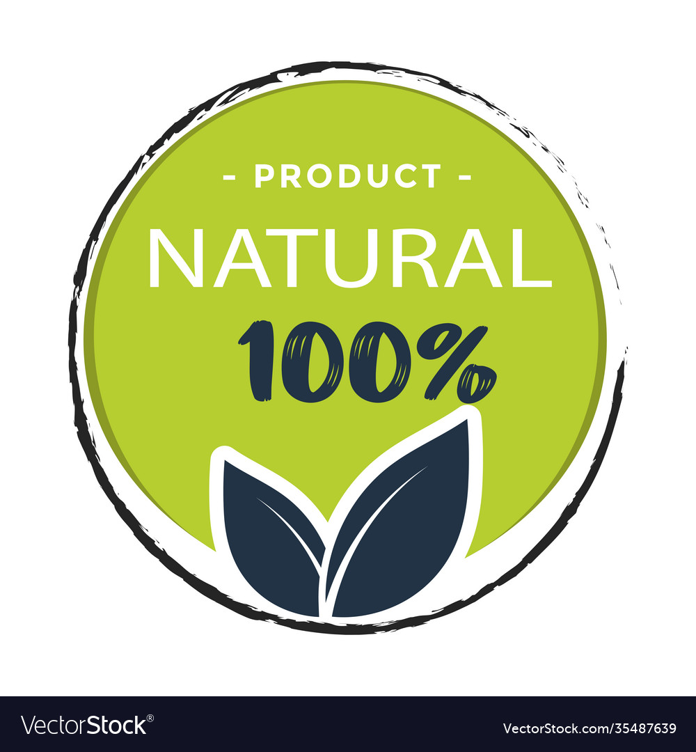 Natural product green label for farm food sticker Vector Image