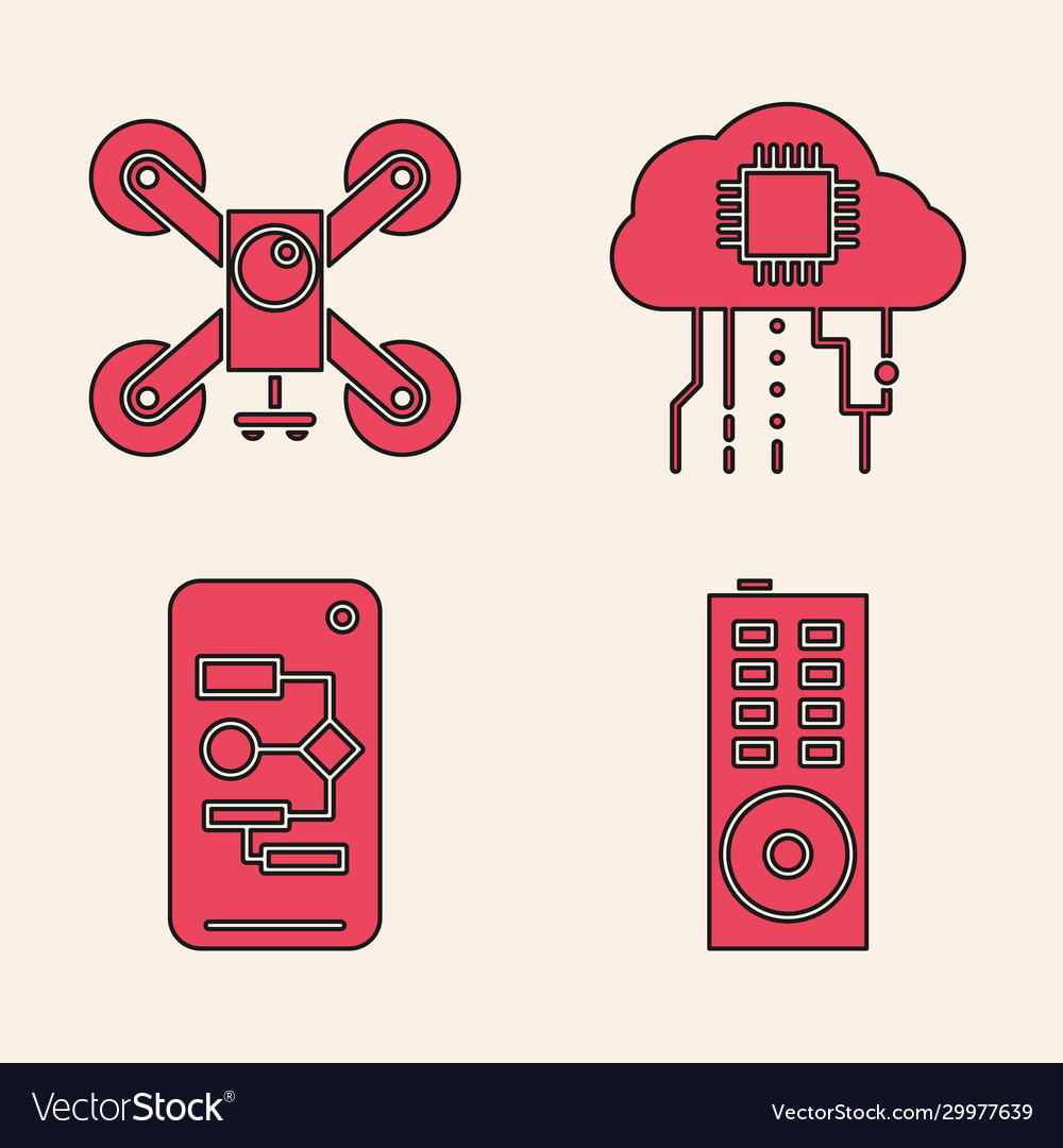 Set remote control drone flying with action Vector Image Set remote control drone flying with action