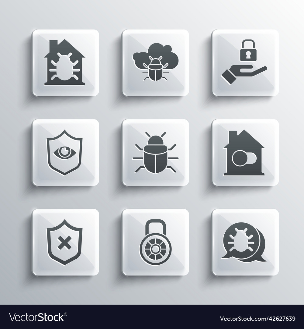 Set safe combination lock system bug smart home vector image Set safe combination lock system bug smart home