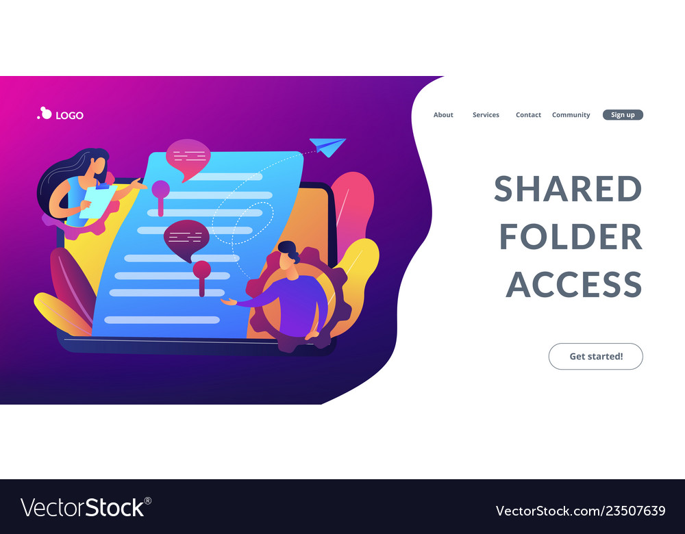 Shared document concept landing page vector image Shared document concept landing page