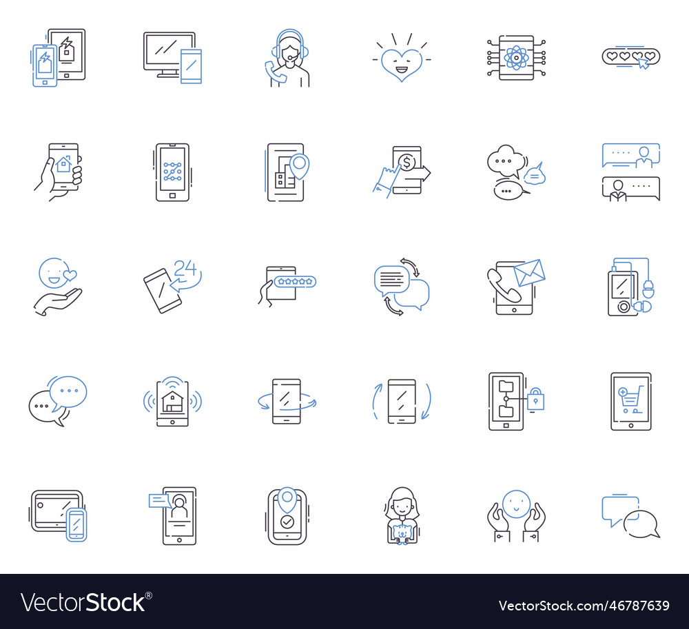 Smart devices line icons collection automation