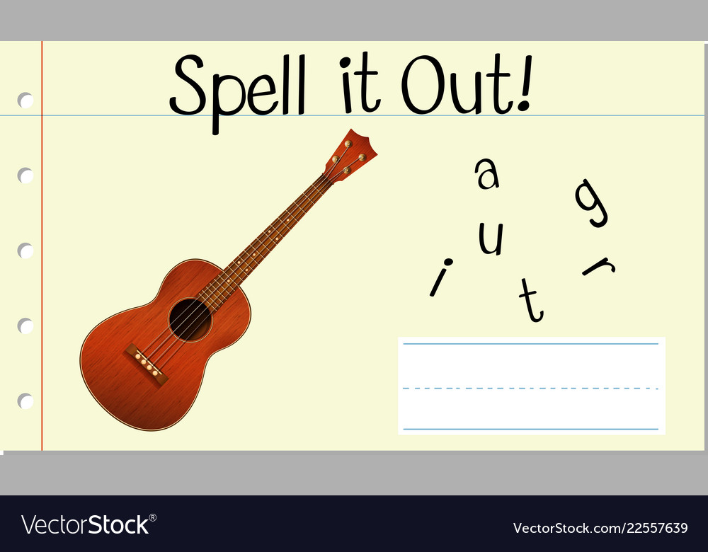 Spell english word guitar