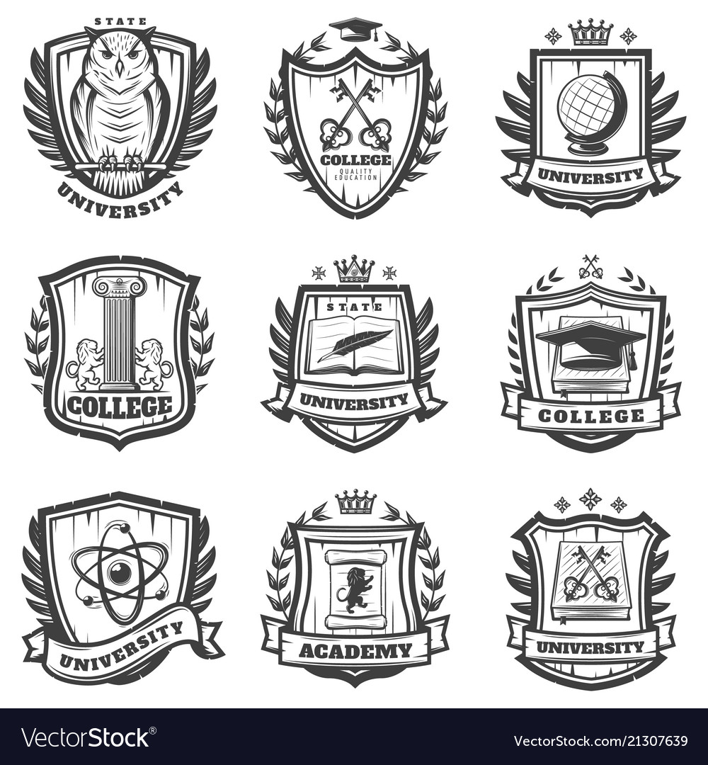 Vintage educational coat of arms set Royalty Free Vector