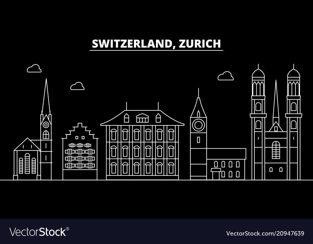 Zurich silhouette skyline switzerland