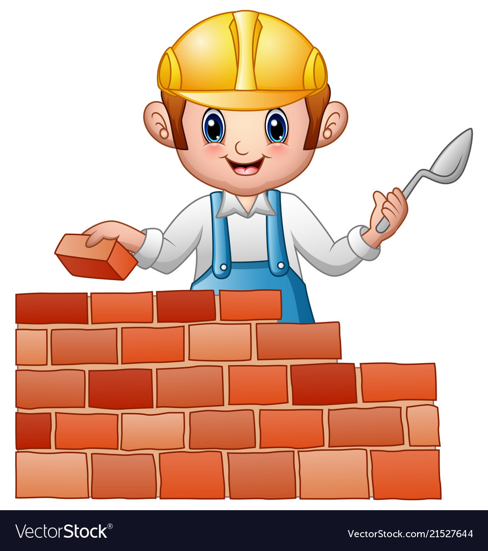 Builder man in cartoon style Royalty Free Vector Image