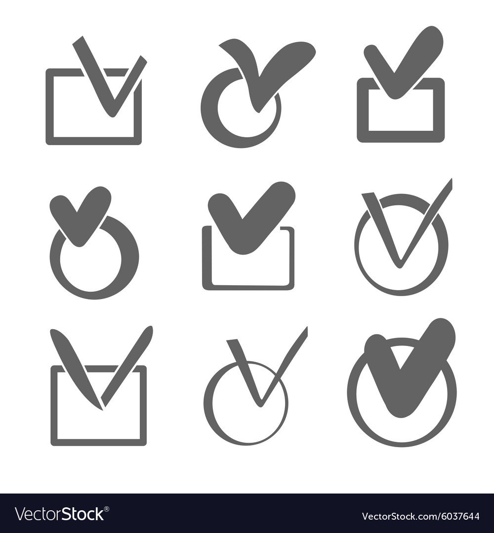 Check marks or ticks in boxes