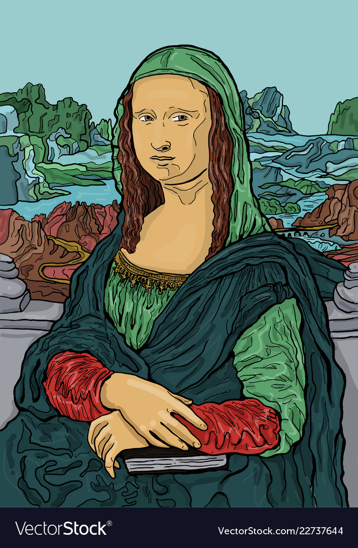 Colorful leonardo da vincis painting mona lisa Vector Image