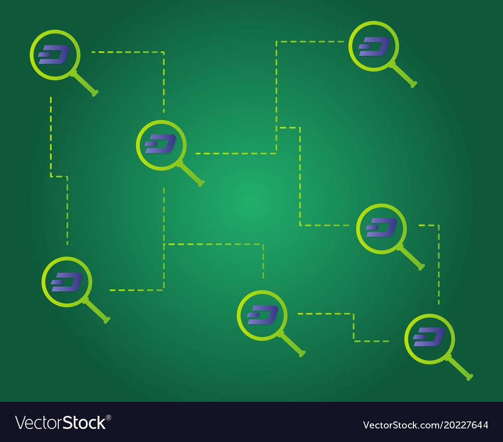 Dash blockchain technology on green background
