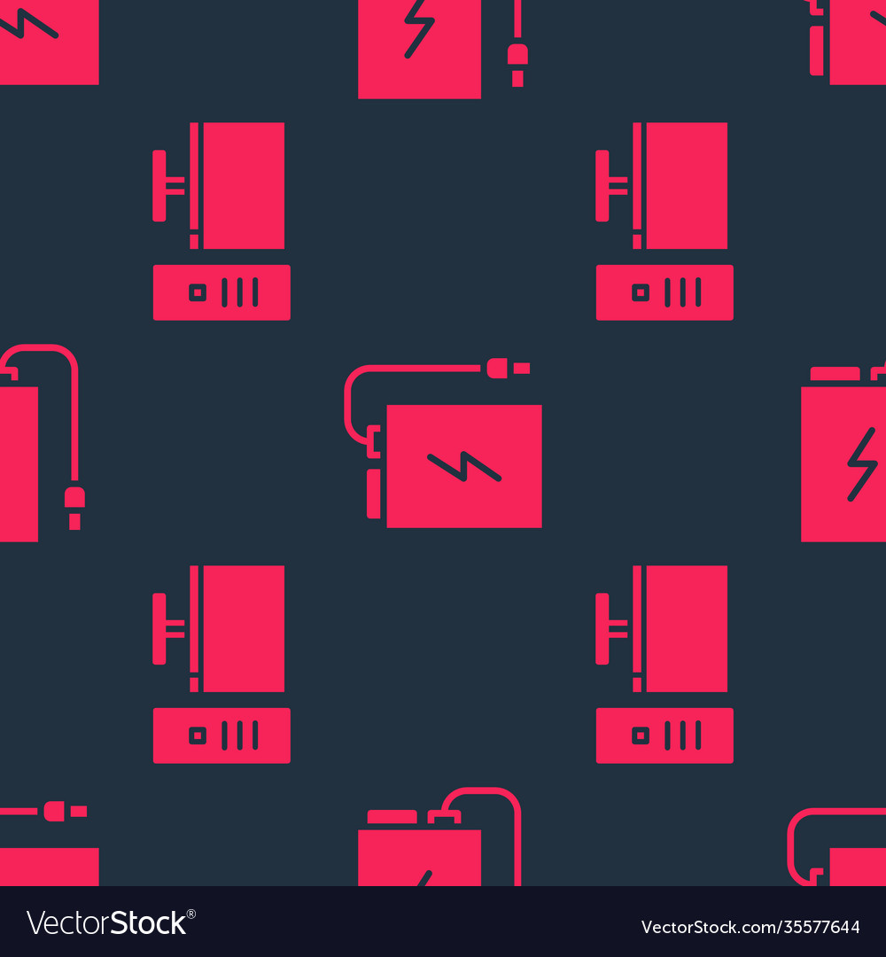 Set computer monitor and power bank with charge vector image Set computer monitor and power bank with charge