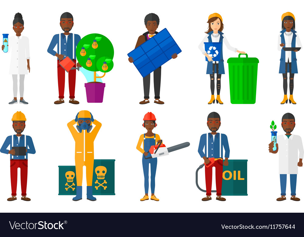 Set of characters on ecology issues