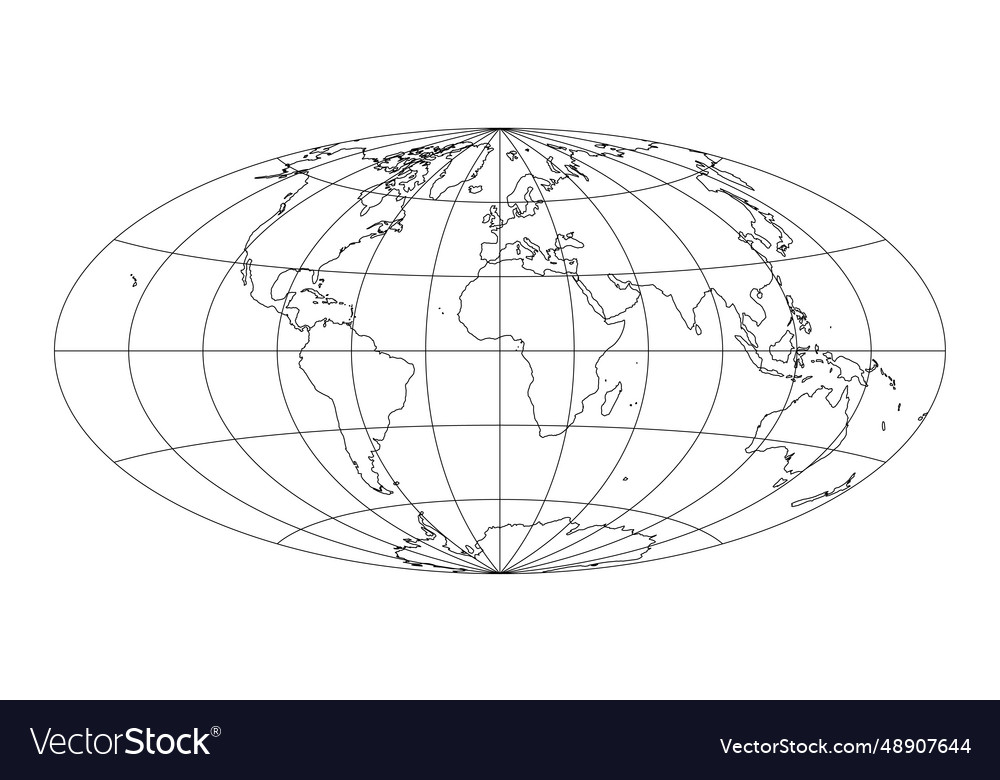 Simplified map of world with latitude Royalty Free Vector