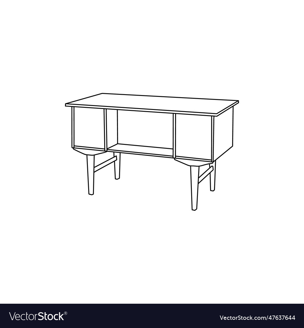 Writing table line art design template symbol vector image Writing table line art design template symbol
