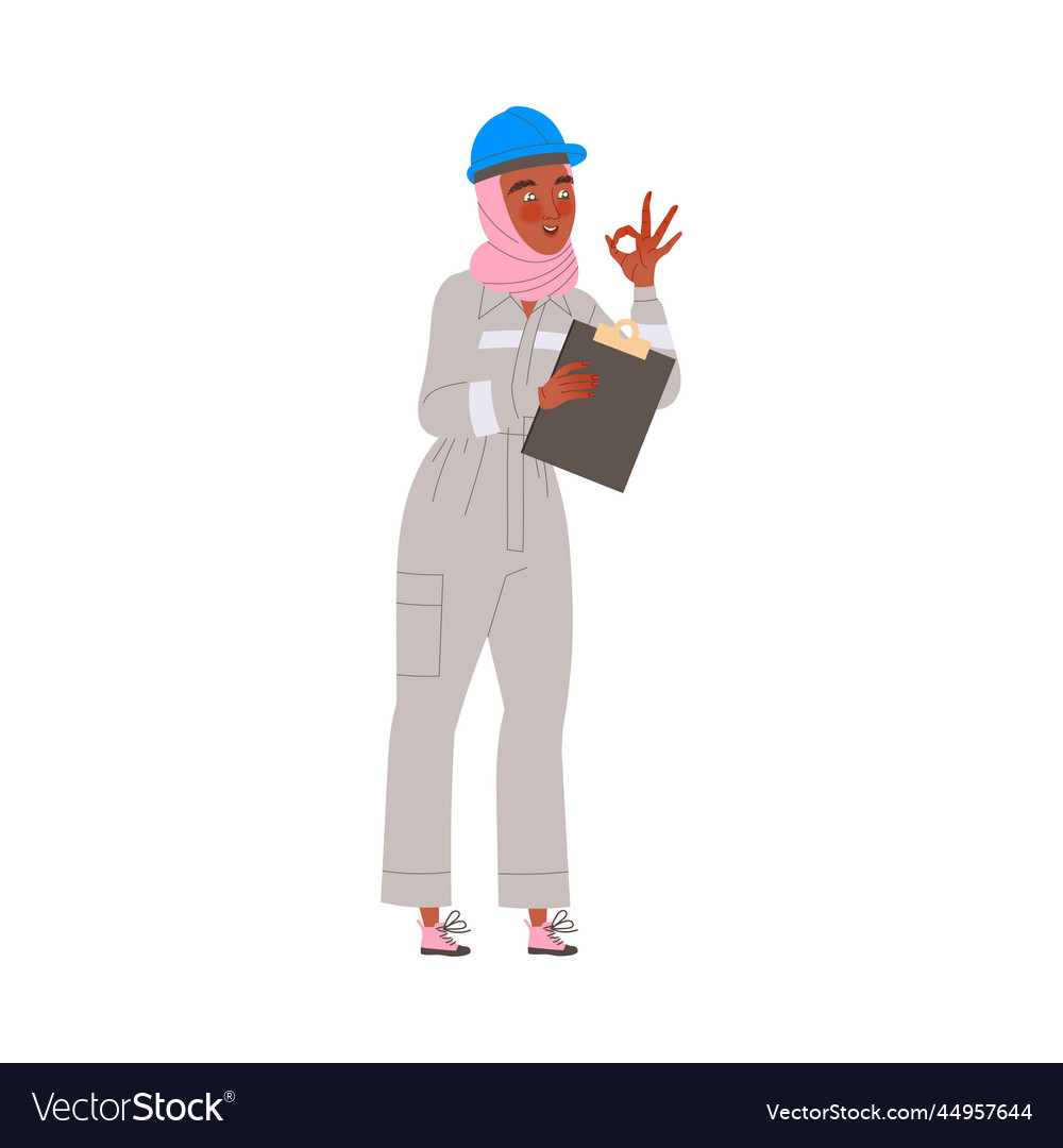 Young muslim woman engineer or scientist in hard