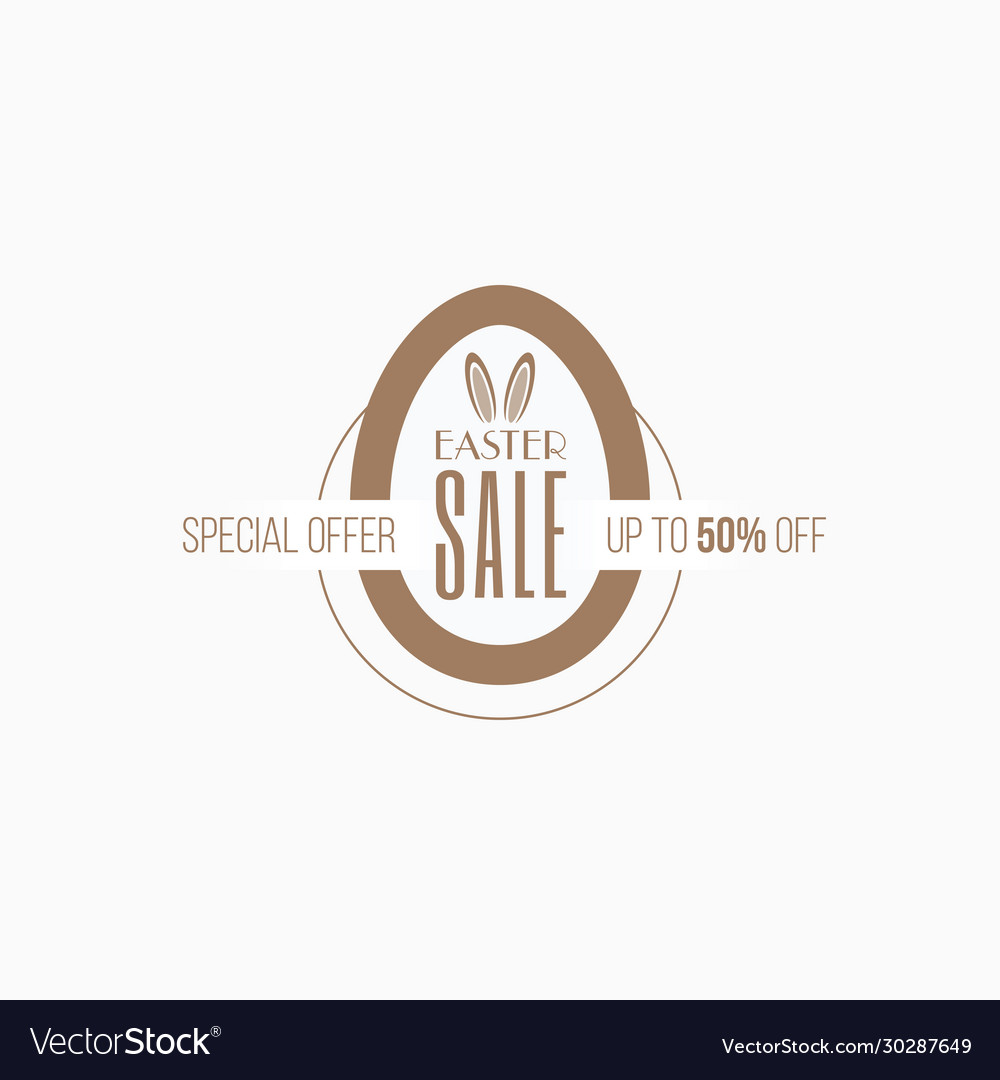 Gold colored egg shaped easter sale label banner