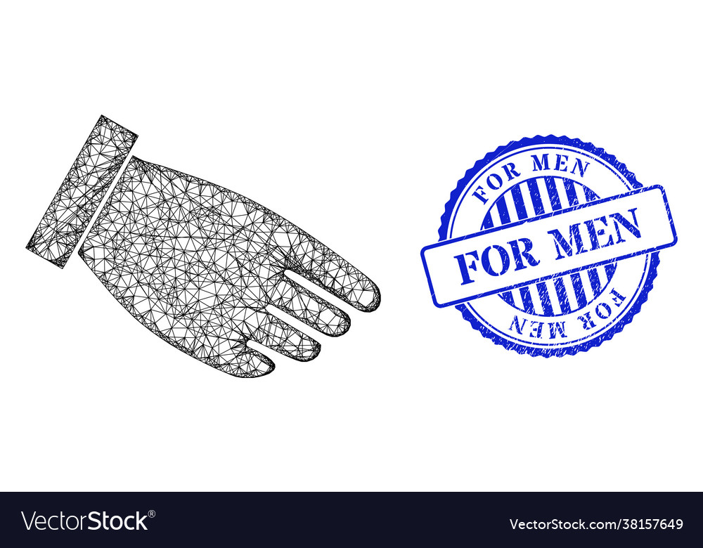 Grunge for men seal and network hand palm web mesh vector image Grunge for men seal and network hand palm web mesh