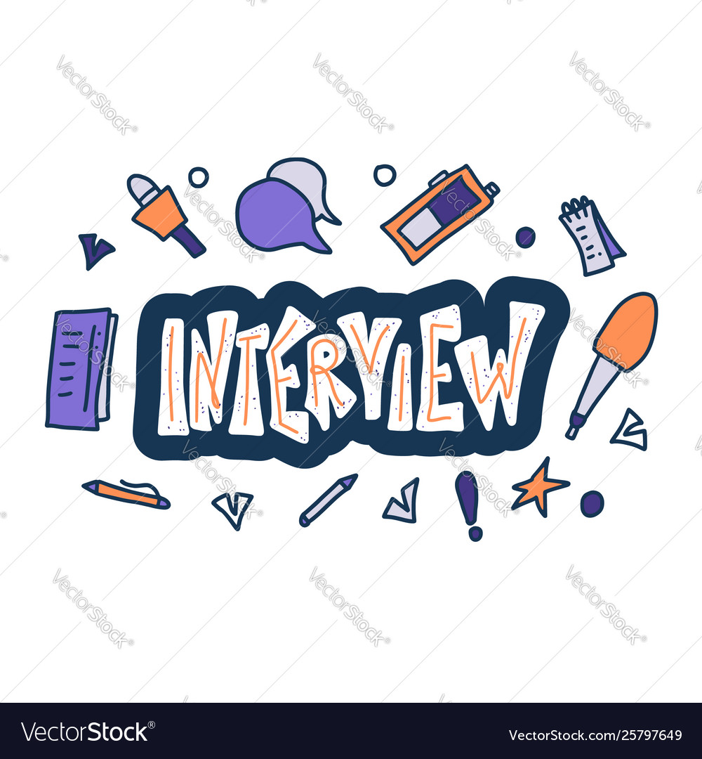 Interview design poster text with signs