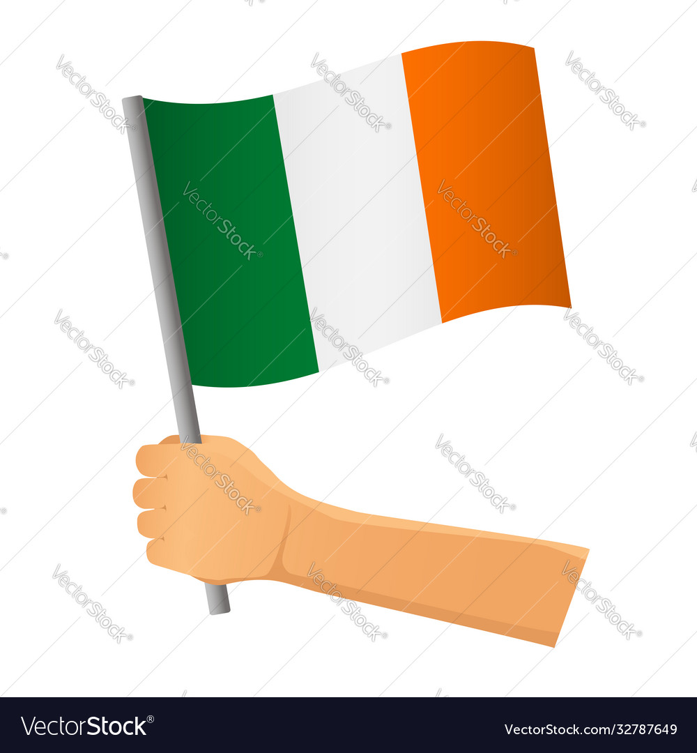 Ireland flag in hand Royalty Free Vector Image