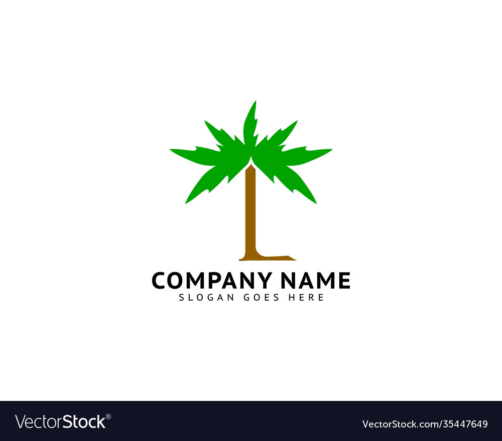 Letter l logo and coconut tree icon design