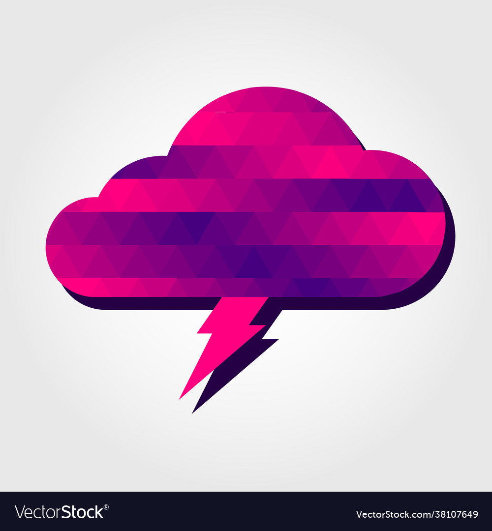Lightning and cloud with colorful triangles