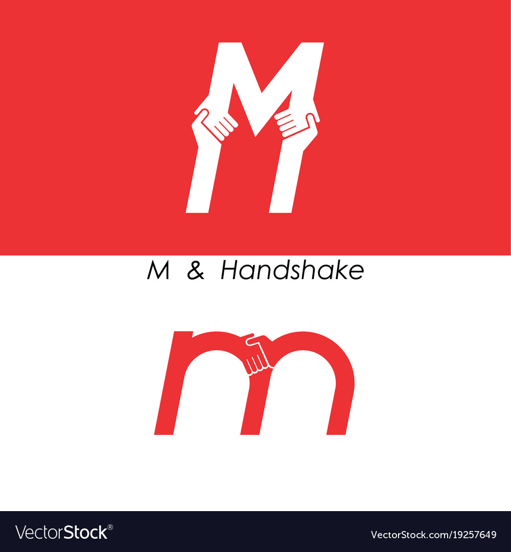 M - letter abstract icon amp hands logo design