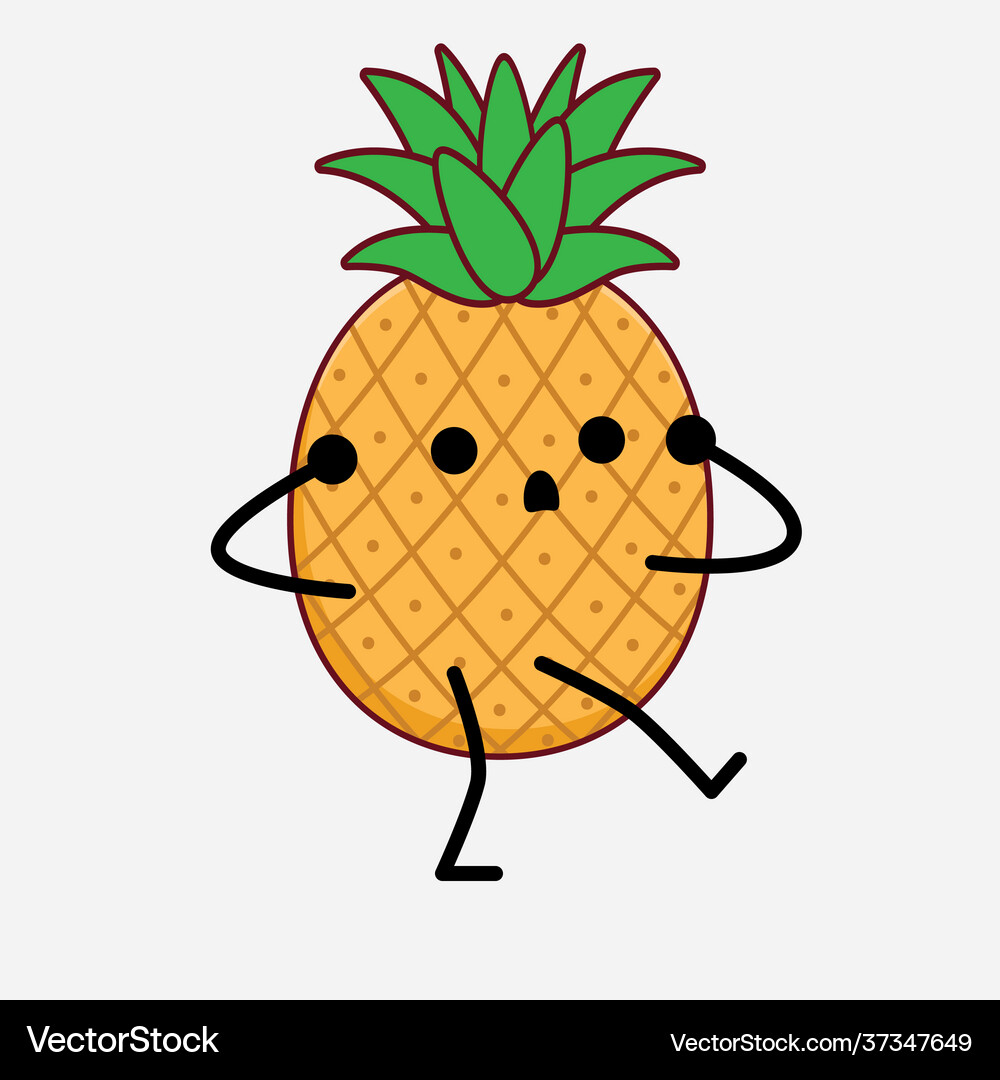 Pineapple fruit cute character with simple face Vector Image