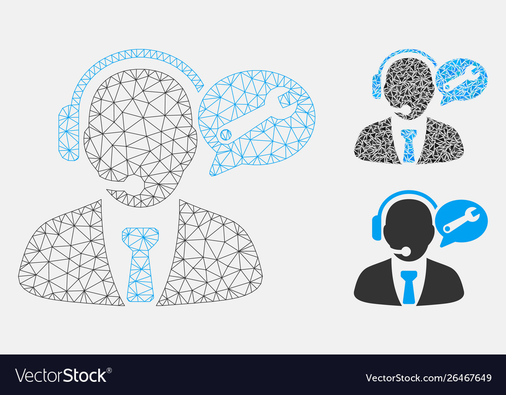 Service manager message mesh wire frame vector image Service manager message mesh wire frame
