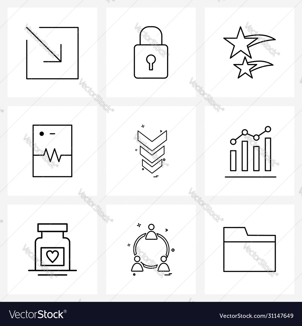 Set 9 einfache Liniensymbole für Web und Print