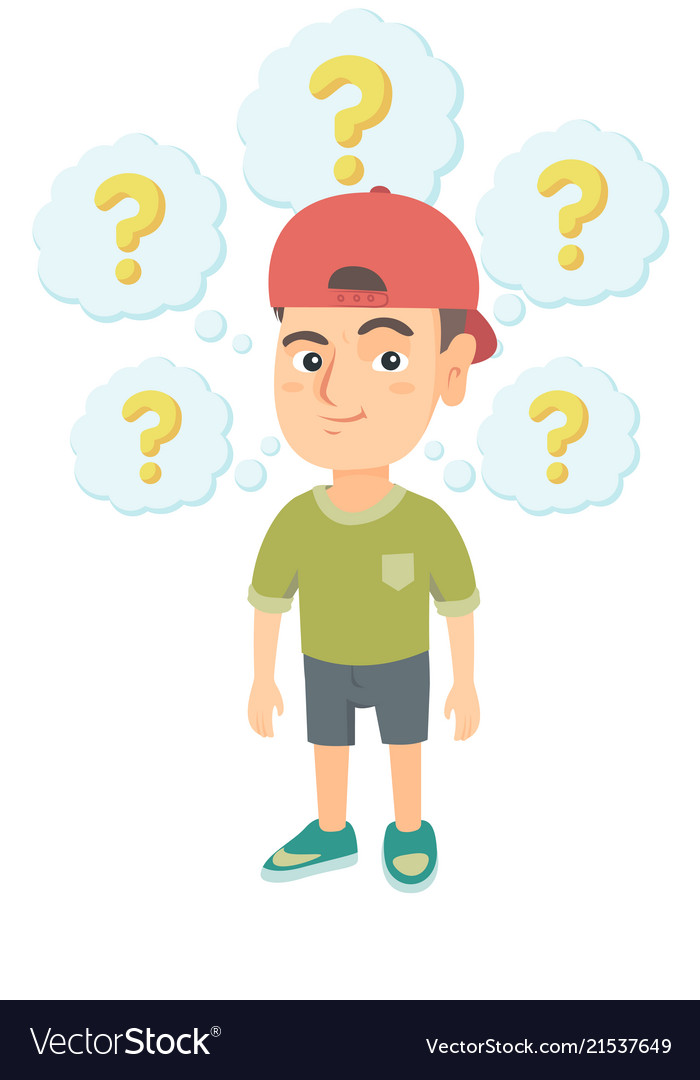 Thinking caucasian with question marks