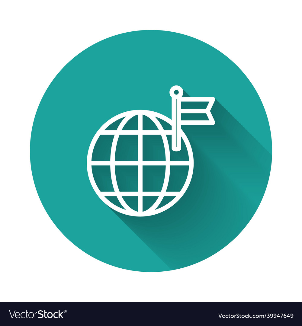 White line planet with flag icon isolated vector image White line planet with flag icon isolated