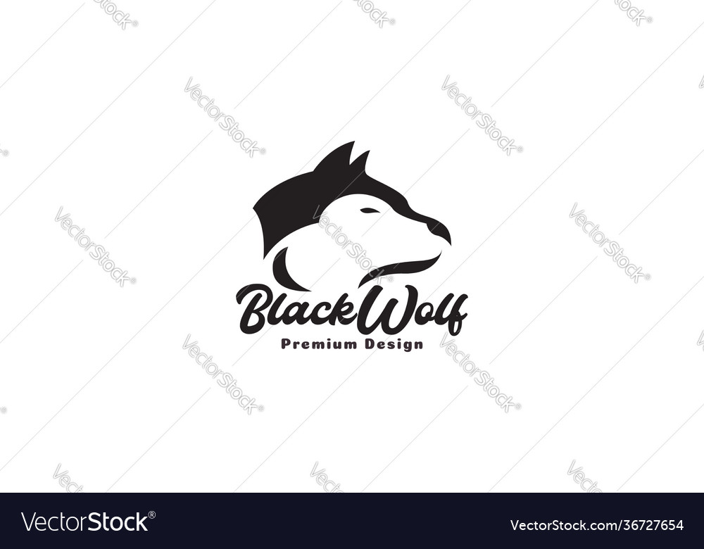 Animal head black wolf or siberian husky dog logo