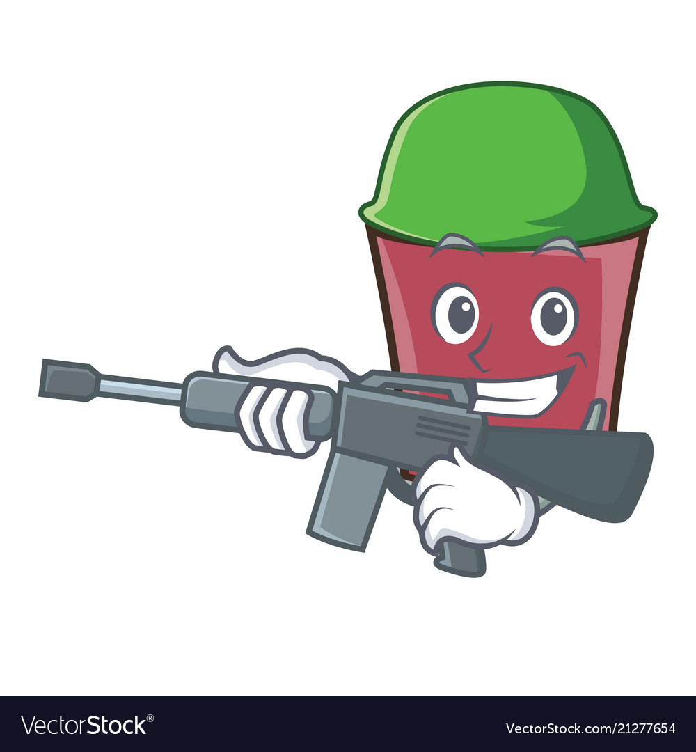 Army hot chocolate character cartoon Royalty Free Vector