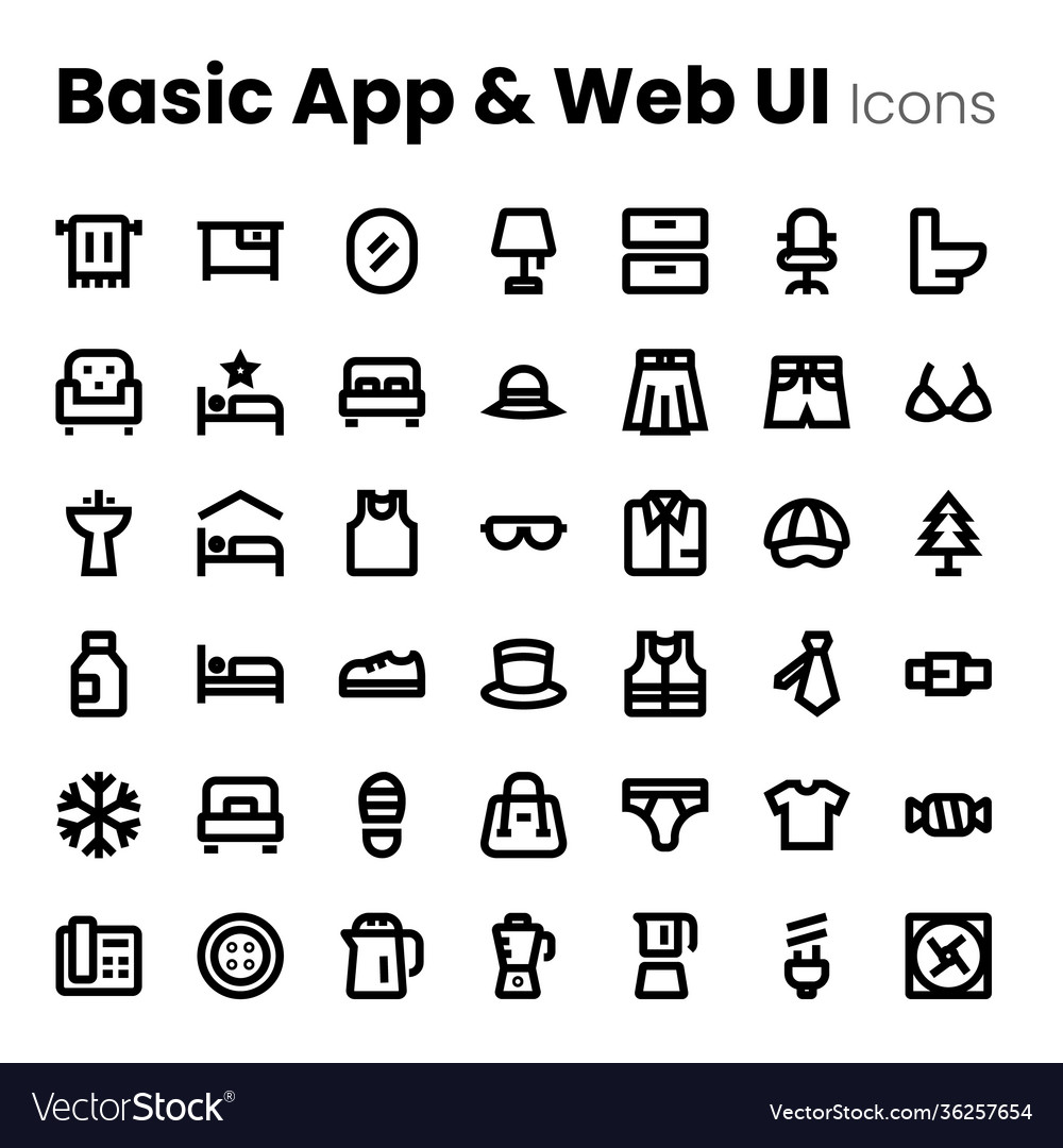 Basic line icon set for web and mobile