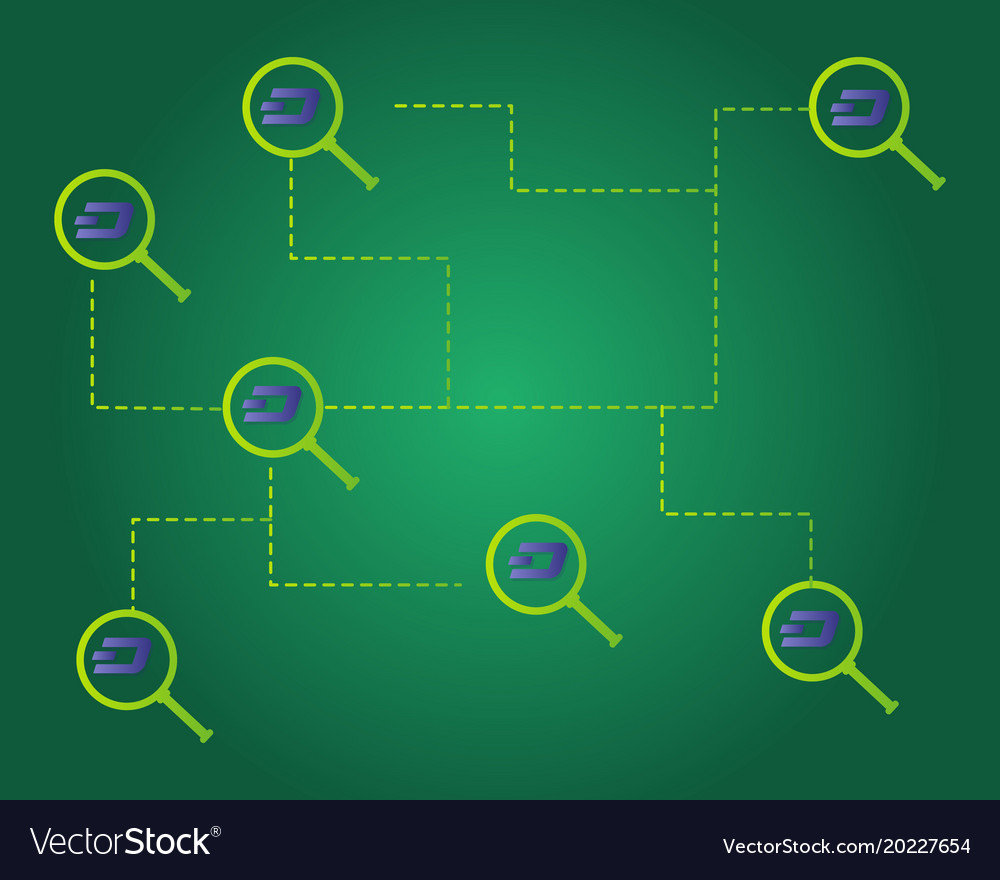 Dash blockchain technology on green background