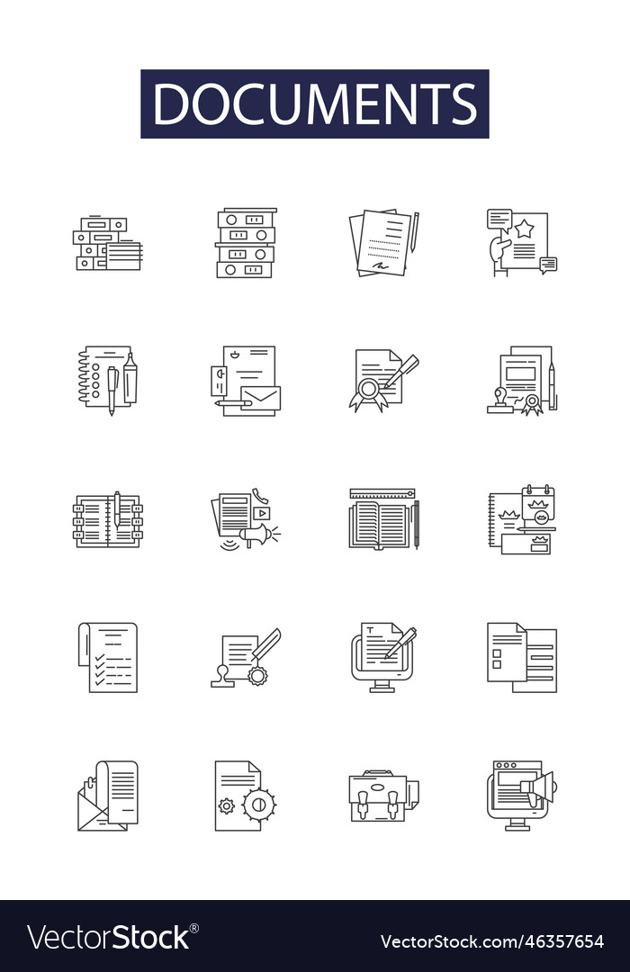 Documents line icons and signs forms