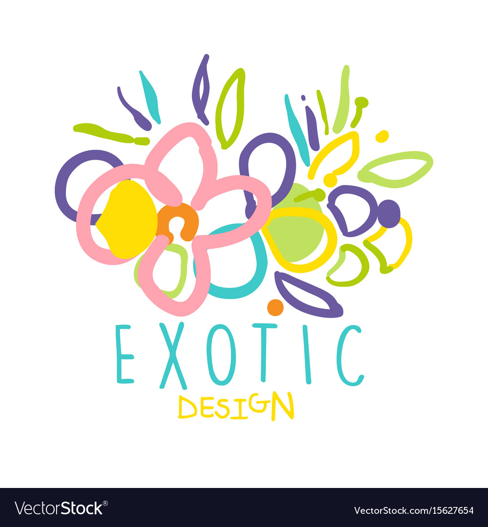 Exotic logo original design with tropical flowers Vector Image