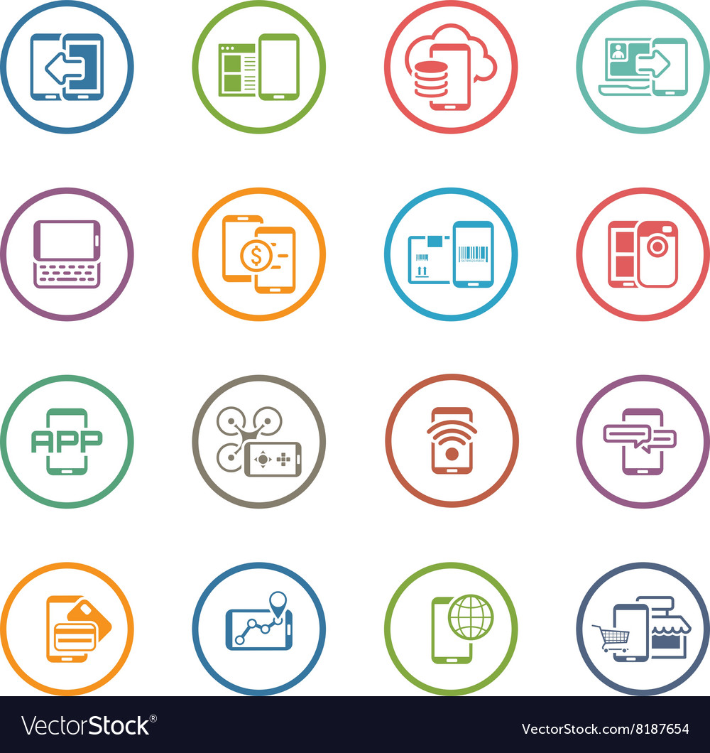 Flat design mobile devices and services icons set