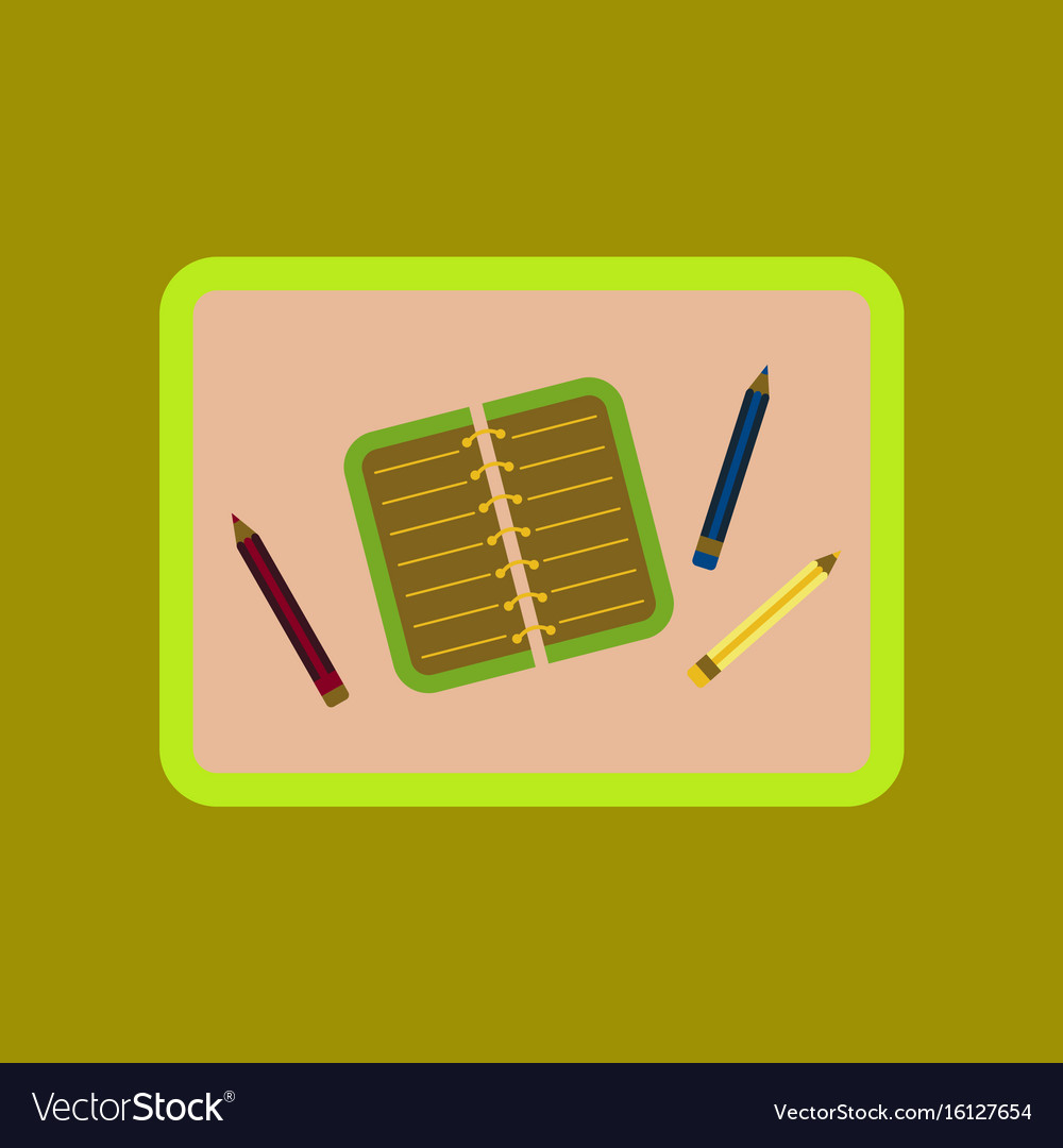 Flat icon on background notebook pencil table