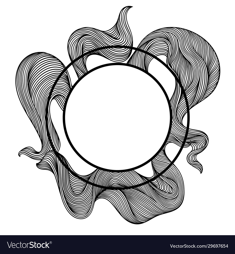 Frame with wave line curls monochrome stripes vector image Frame with wave line curls monochrome stripes