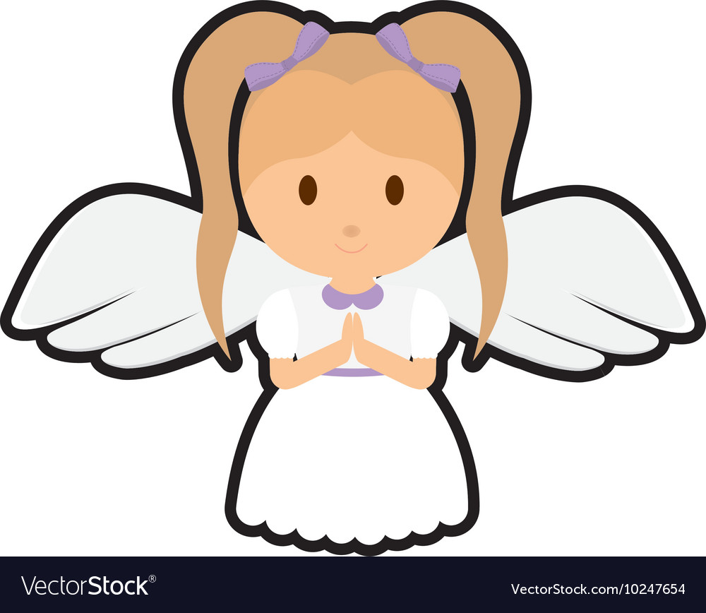 Girl kid angel cartoon icon