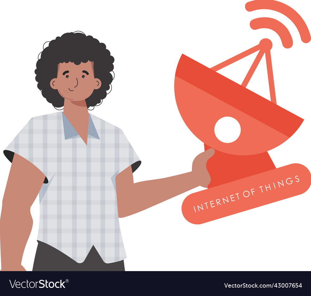 Iot and automation concept the guy is holding