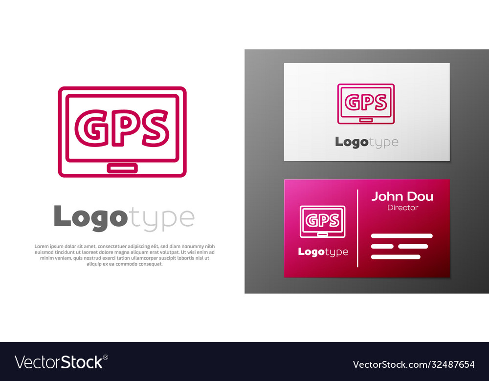 Logotype line gps device with map icon isolated Vector Image Logotype line gps device with map icon isolated