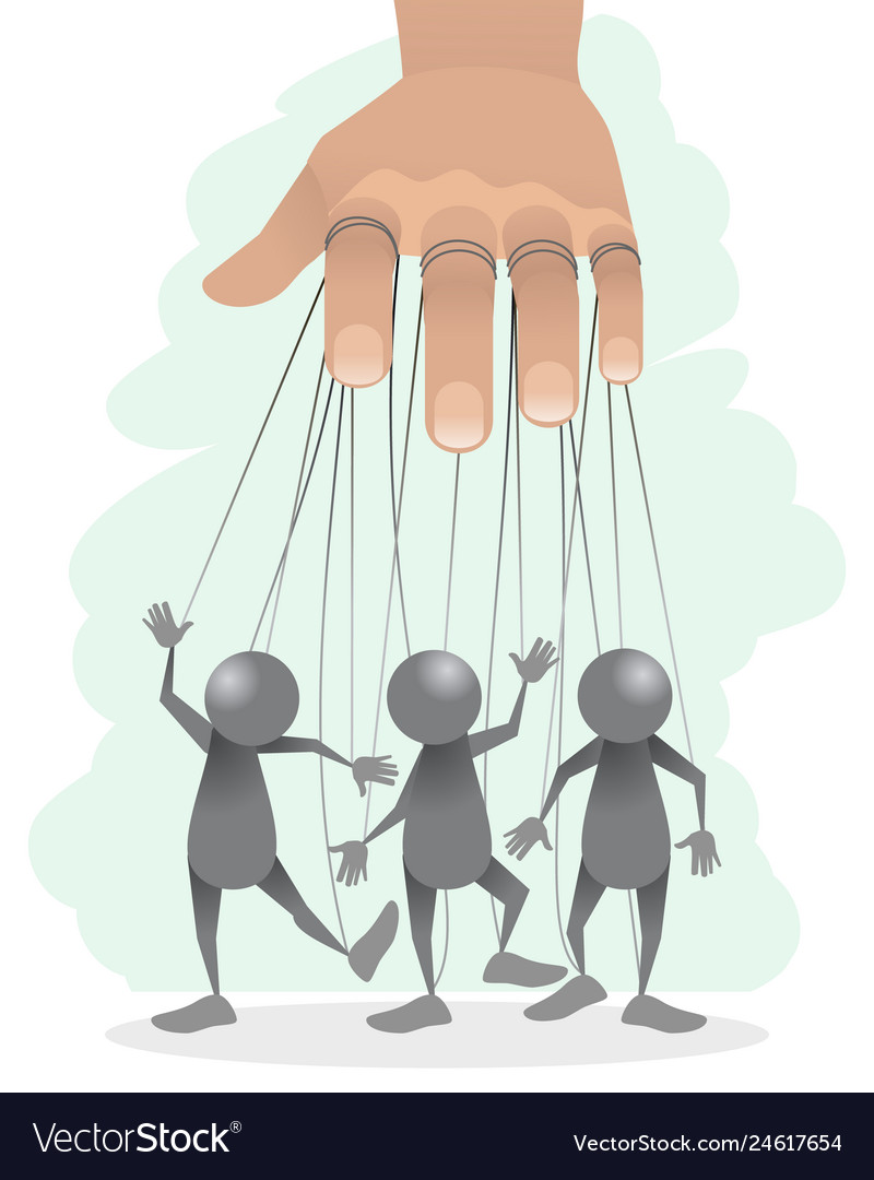 Puppeteer and his puppets Royalty Free Vector Image