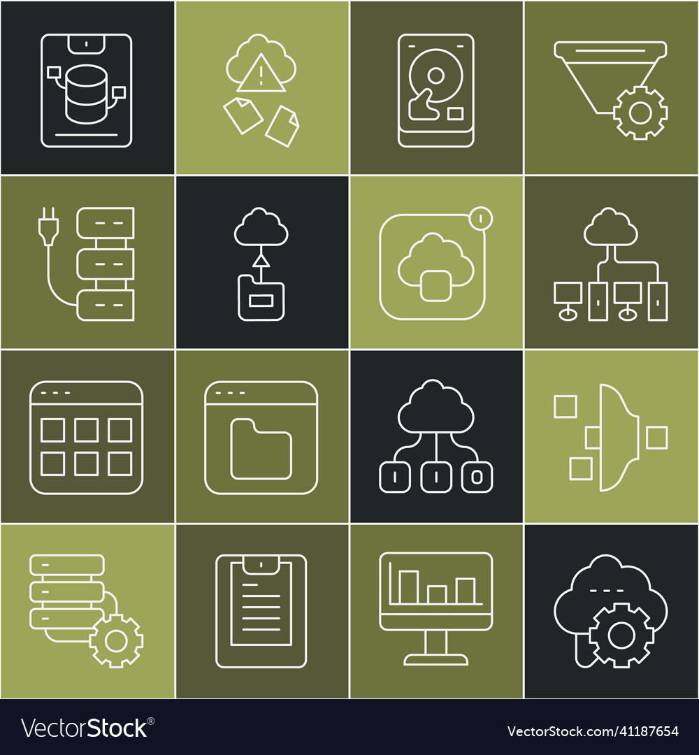 Set line cloud technology data transfer filter Vector Image Set line cloud technology data transfer filter