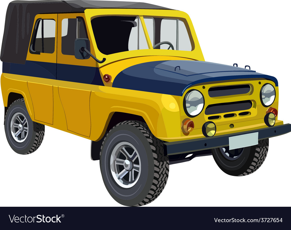 Soviet police car uaz yellow blue