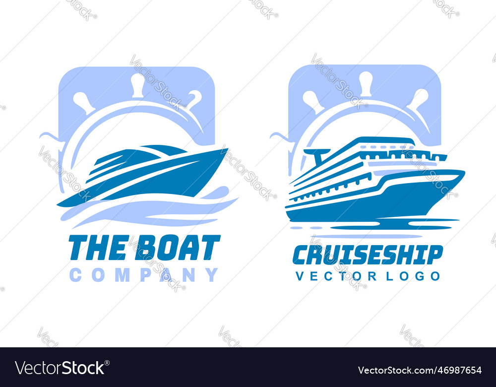 Speed and cruise boat emblem Royalty Free Vector Image