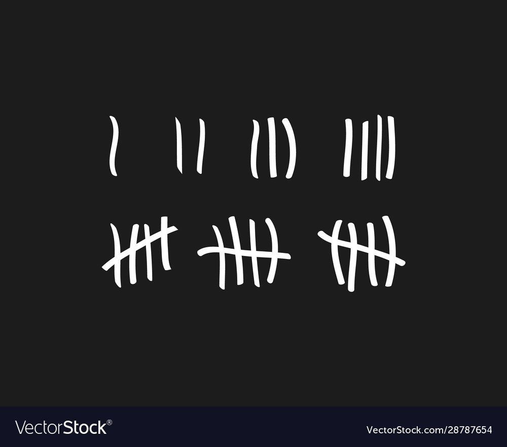Tally marks on wall isolated counting